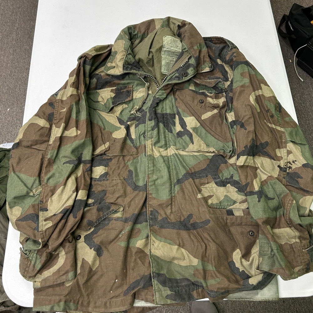 US Army M-65 Field Jacket Mens Small Regular Green Woodland Camo M65 Coat